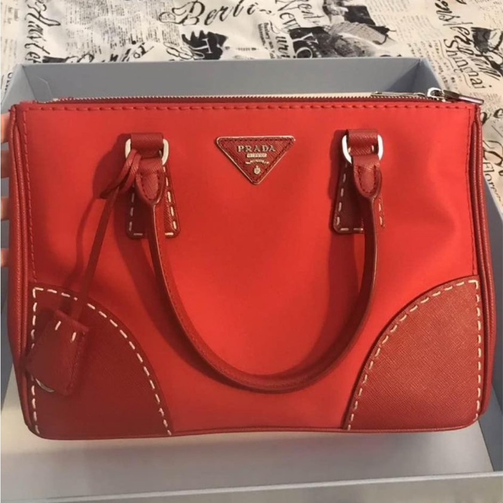 Prada B1801K Tessuto Saffiano Red Rosso Purse Handbag